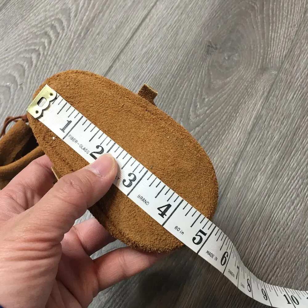 NWT Cage & Lantern Hand Made Leather Beaded Slip On Moccasin Suede Brown 5